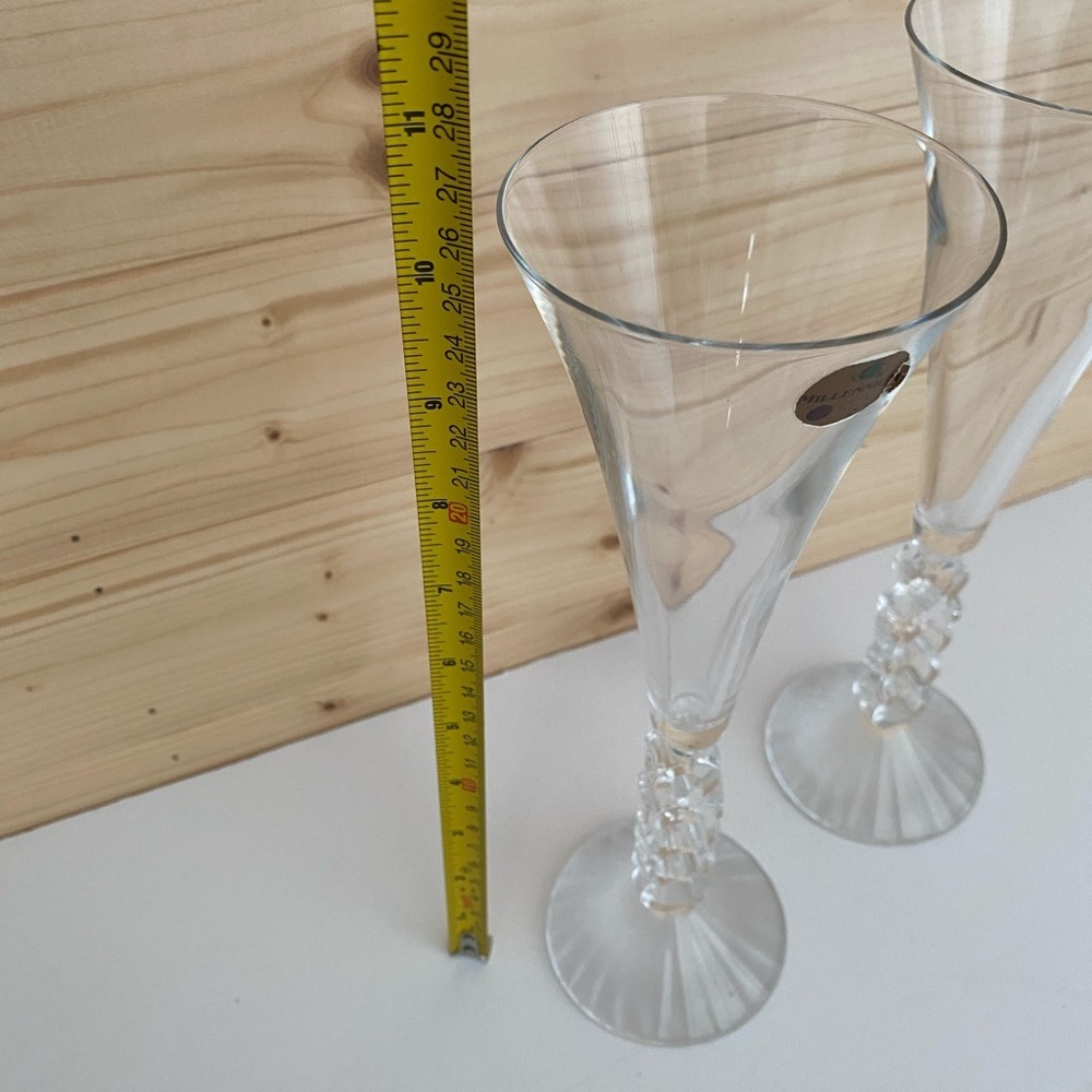 Cristal D’Arques 2000 Millennium Y2K Champagne Flutes Set of 2 Crystal Glasses - Picture 6 of 8